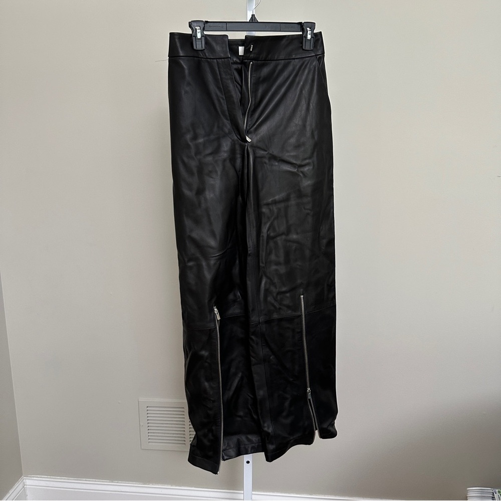 ELLEME PARIS WIDE STRAIGHT LEATHER PANTS Size 34/US 2